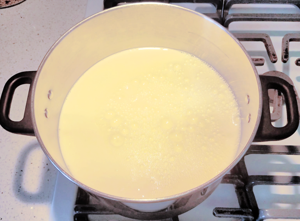 Pot of milk on stove